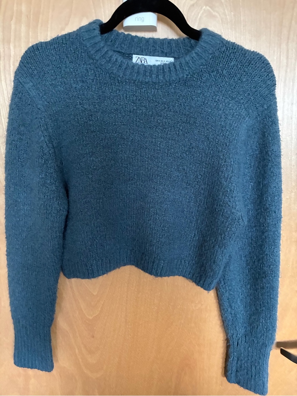 ZARA Blue Cropped Crewneck Sweater. Size Small